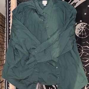 a new day Women's Deep Green Casual Button Down Shirt
